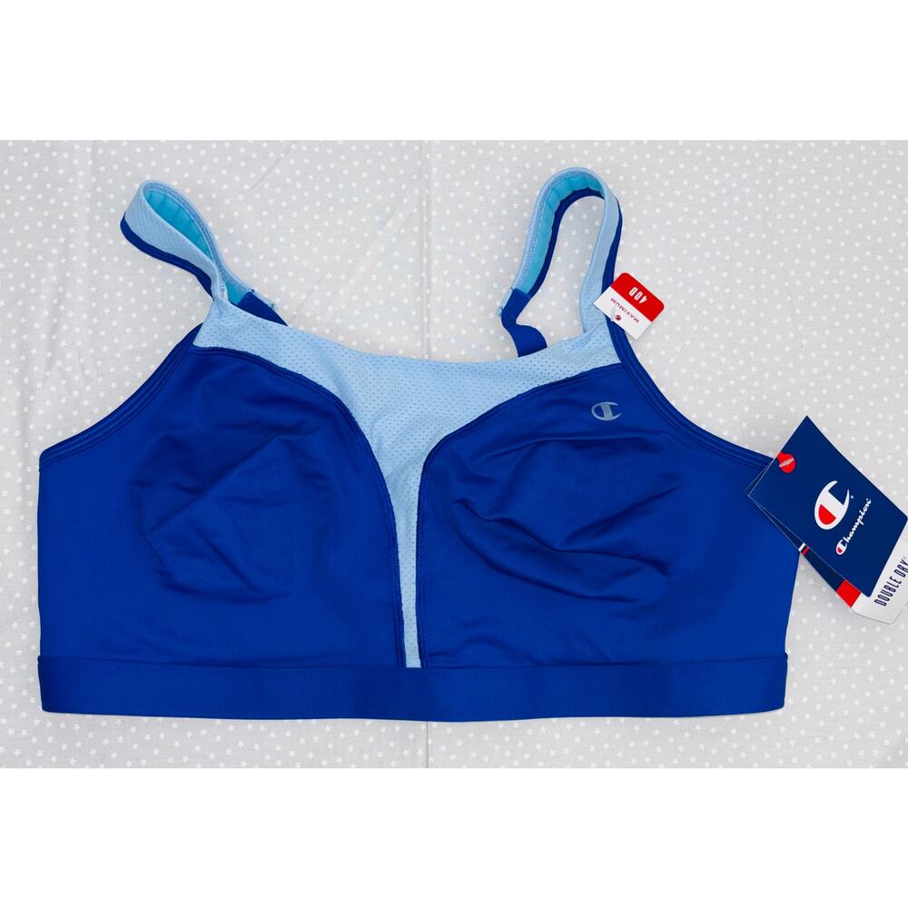 Champion Spot Comfort High Impact Support Sports Bra 40D Blue No-Wire Wicking